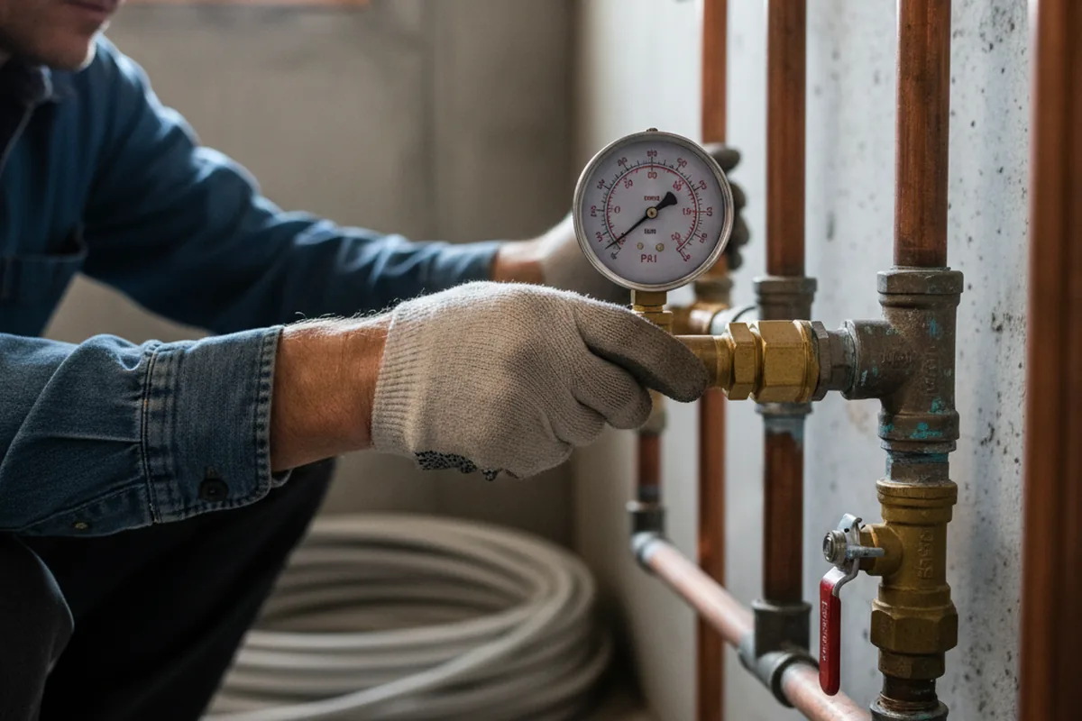 Pressure testing a repaired line during Water Line Repair in Anna Maria